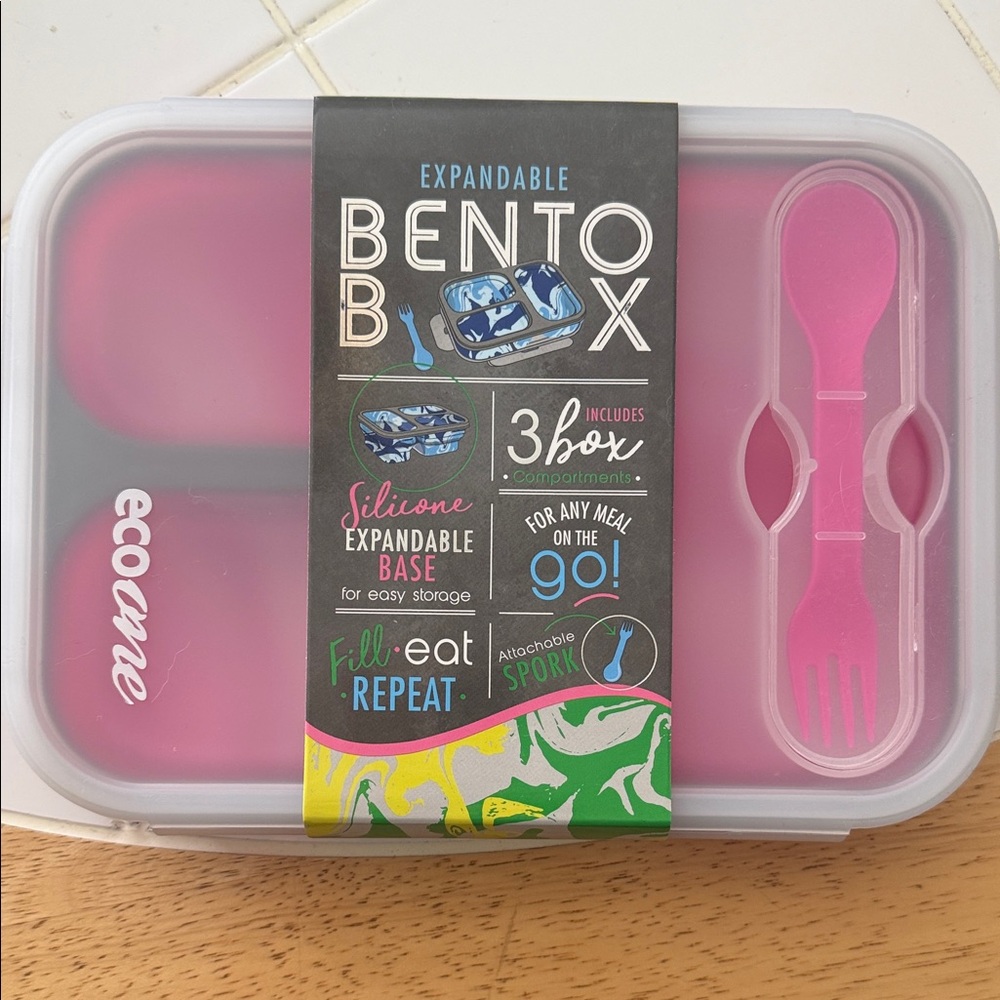 Eco One Pink Expandable Bento Box with Spork